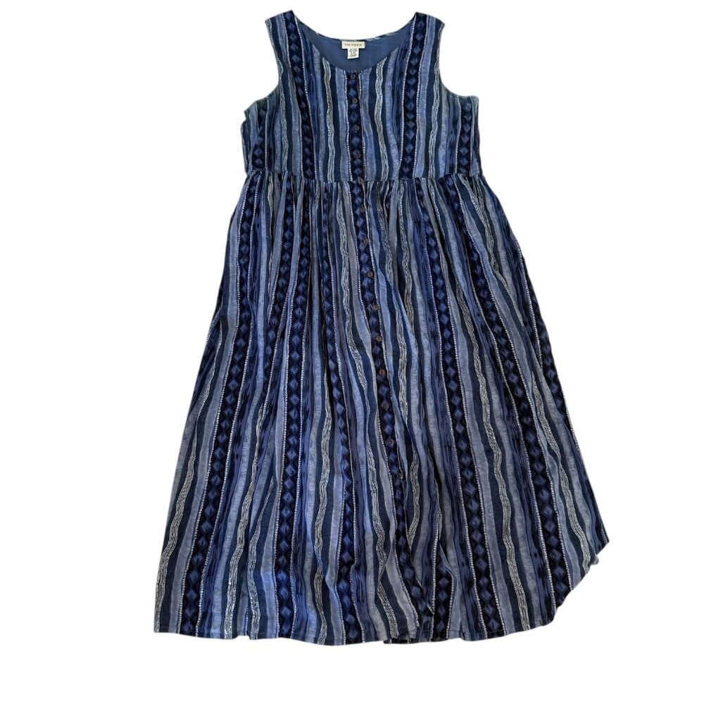 the avenue blue dress sleeveless size 18/20 cotton stripes button down